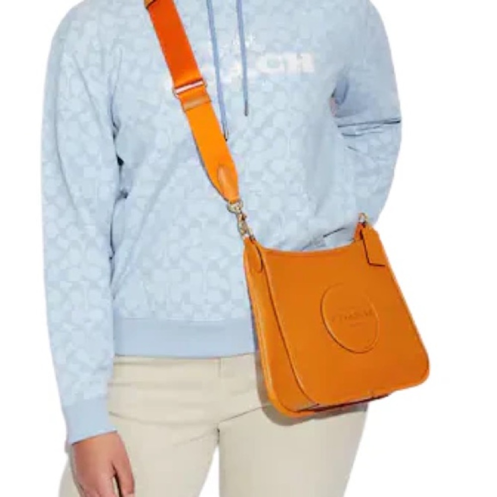 Coach Dempsey File Vibrant Orange Crossbody Bag - Picture 13 of 14